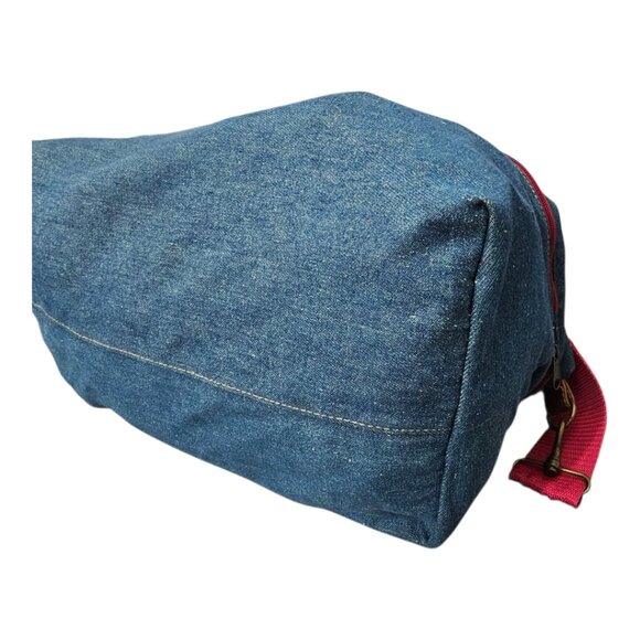 Disney Vintage 90's Expandable Duffle Cotton Denim Leather Weekend Bag & Hat - Picture 12 of 15